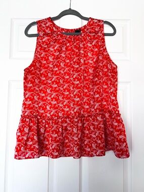 Ann Taylor Red Paisley Sleeveless Peplum Tank